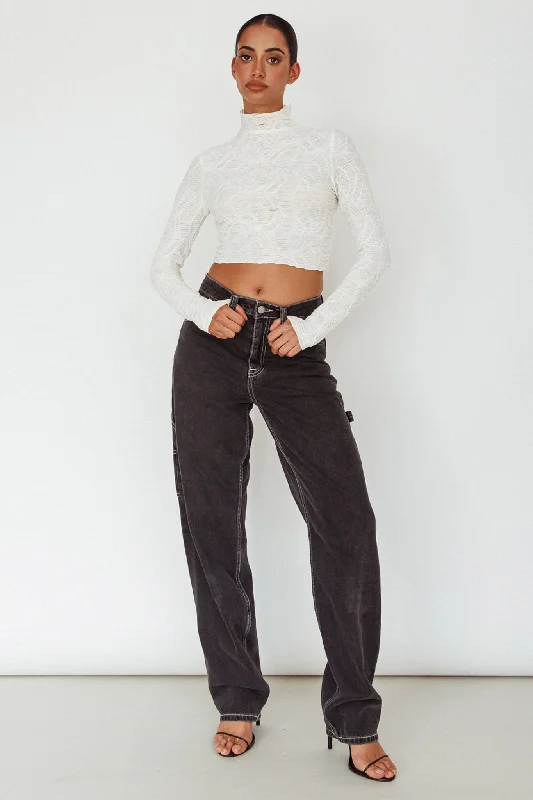Today's Special Plato High Neck Crop Top Off White