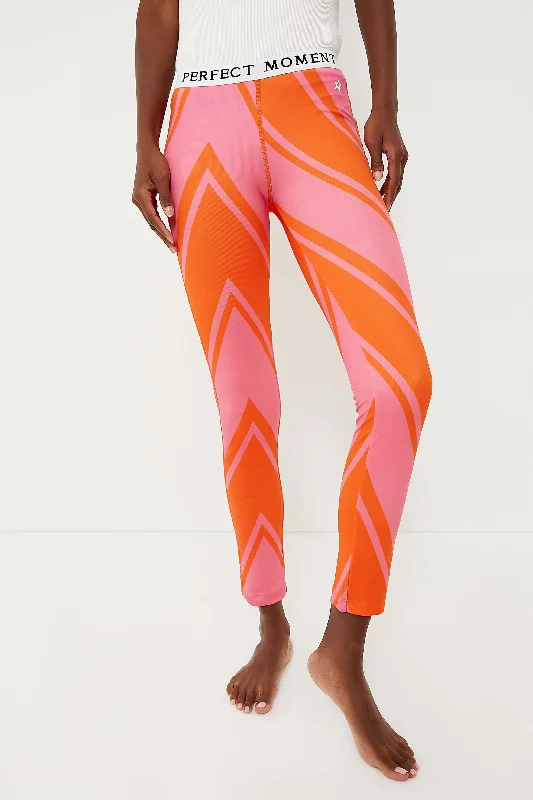 Early Bird Discount Azalea Pink and Orange Chevron Print Thermal Pant