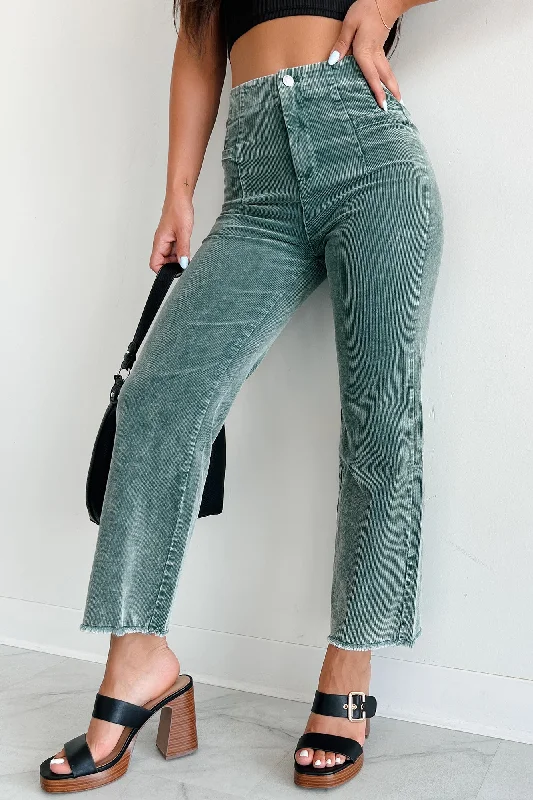 Savings Galore Bellatrix Mineral Wash Corduroy Pants (Teal Green)