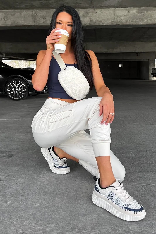 Instant Discount Bestie For The Restie Butter Soft Side Pocket Joggers (White Pearl)