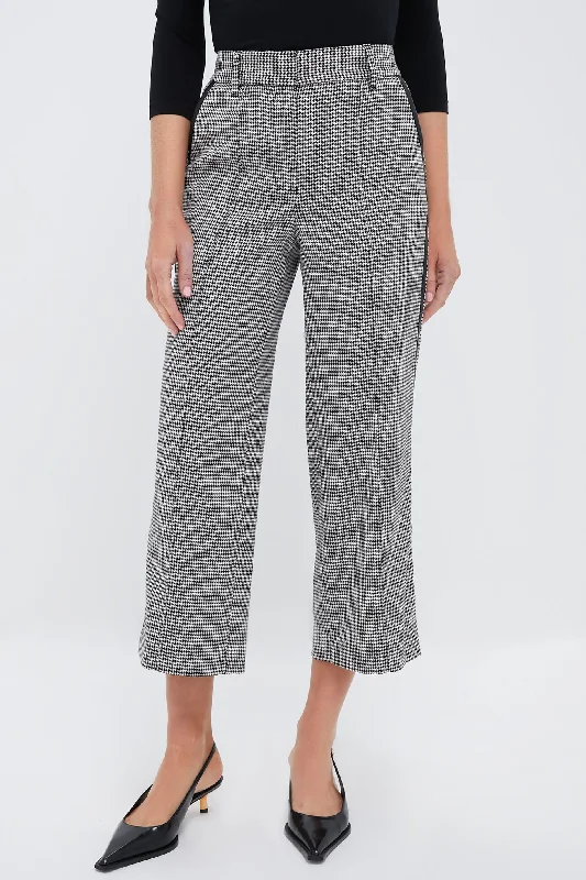 Customer Appreciation Sale Black and White Check Miki Cropped Button Hem Pants