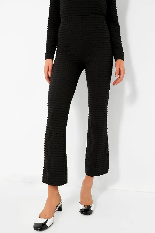 Weekend Deal Black Stretch Seersucker Cropped Pants