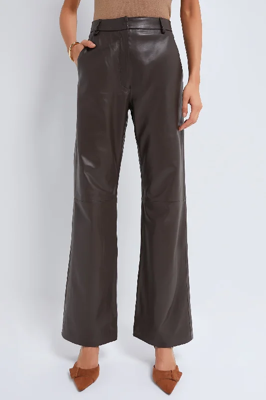 Deal of the Day Brown Straight Leg Leather Pants