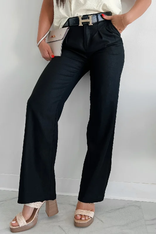 Bonus Savings Brunch In Nantucket Linen Wide Leg Pant (Black)