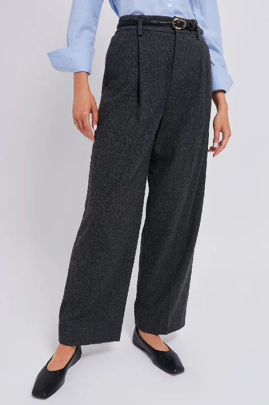 Unbeatable Prices Charcoal Herringbone High Waisted Wide Leg Trouser