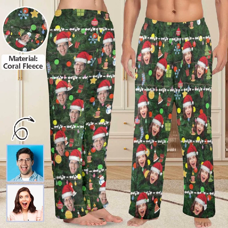 Special Savings Coral Fleece Pajama Trousers-Custom Face Christmas Red Hat Tree Trinkets Warm and Comfortable Sleepwear Long Pajama Pants For Men Women Special Savings Coral Fleece Pajama Trousers-Custom Face Christmas Red Hat Tree Trinkets Warm and Comfortable Sleepwear Long Pajama Pants For Men Women