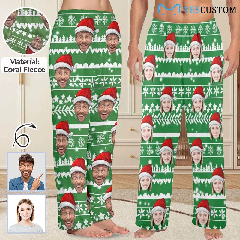 Daily Deals Coral Fleece Pajama Trousers-Custom Face Green Christmas Tree Warm and Comfortable Sleepwear Long Pajama Pants For Men Women Daily Deals Coral Fleece Pajama Trousers-Custom Face Green Christmas Tree Warm and Comfortable Sleepwear Long Pajama Pants For Men Women