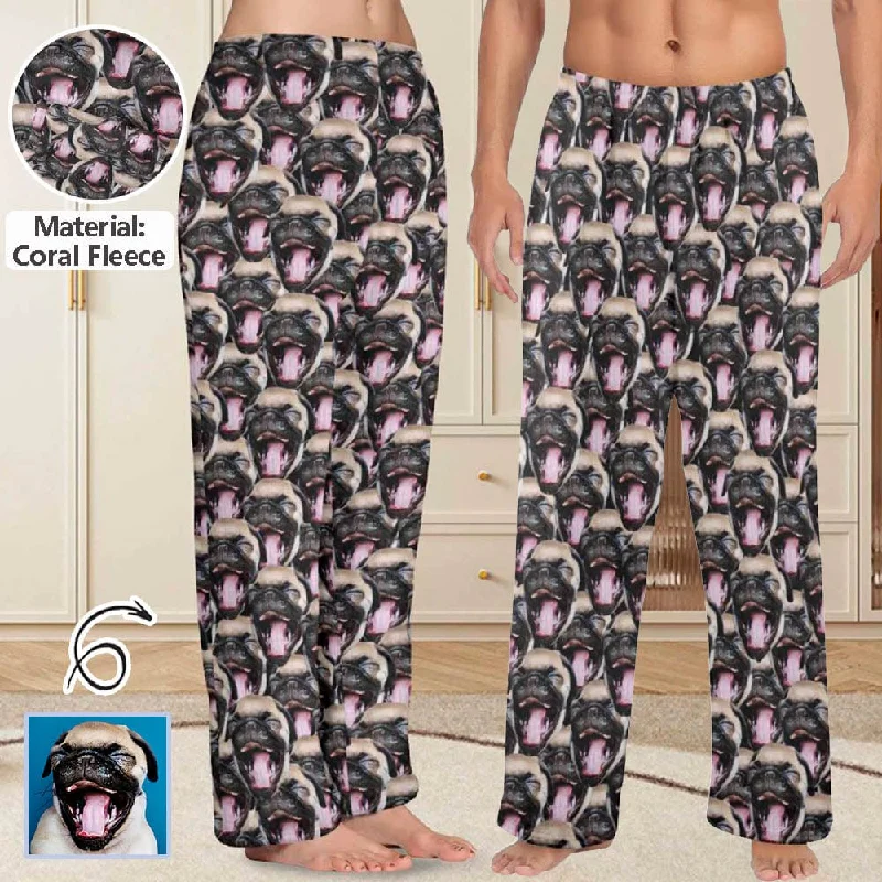 Major Savings Coral Fleece Pajama Trousers-Custom Face Pet Dog Seamless Warm and Comfortable Sleepwear Long Pajama Pants For Men Women