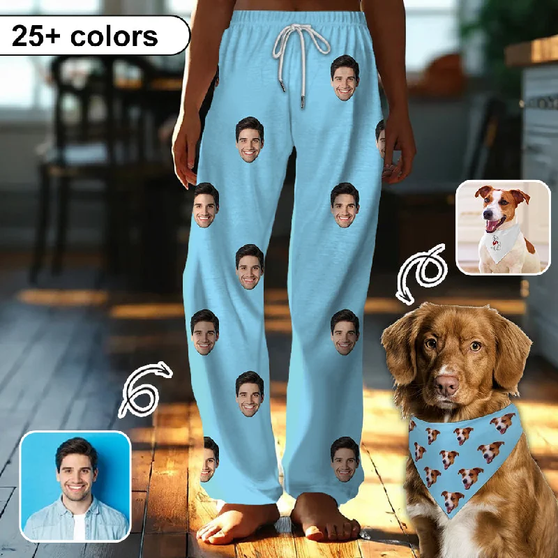 TIME-Limited Offer Custom Face Long Pajama Pants and Pet Dog Bandana