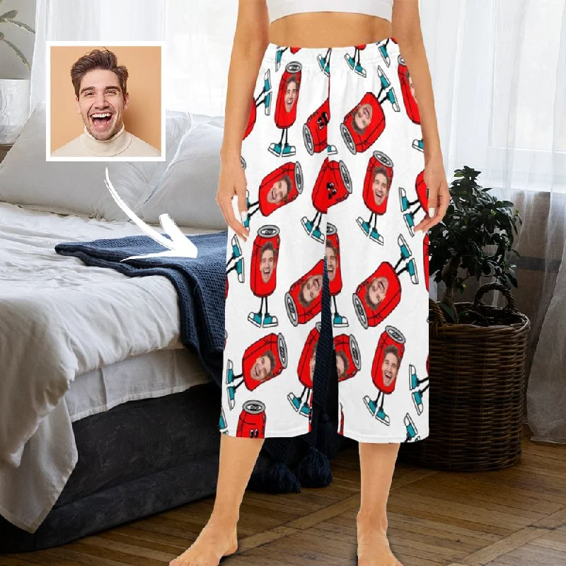 Online Exclusive Custom Face White Cola Cropped Pajama Pants For Women Girlfriend Gift
