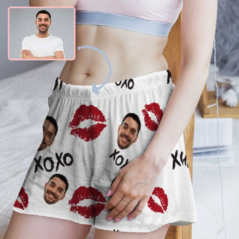 Clearance Sale Custom Face Women's Pajama Shorts Personalized XXOO Sleepwear Shorts