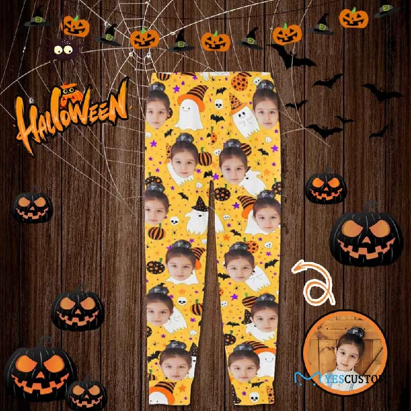 Deal Explosion Halloween Family Matching Pajama Pants Custom Face Ghost Pattern Tracksuit Halloween Party
