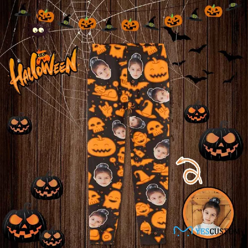 Price Smash Halloween Family Matching Pajama Pants Custom Face Pumpkin Head Tracksuit Halloween Party