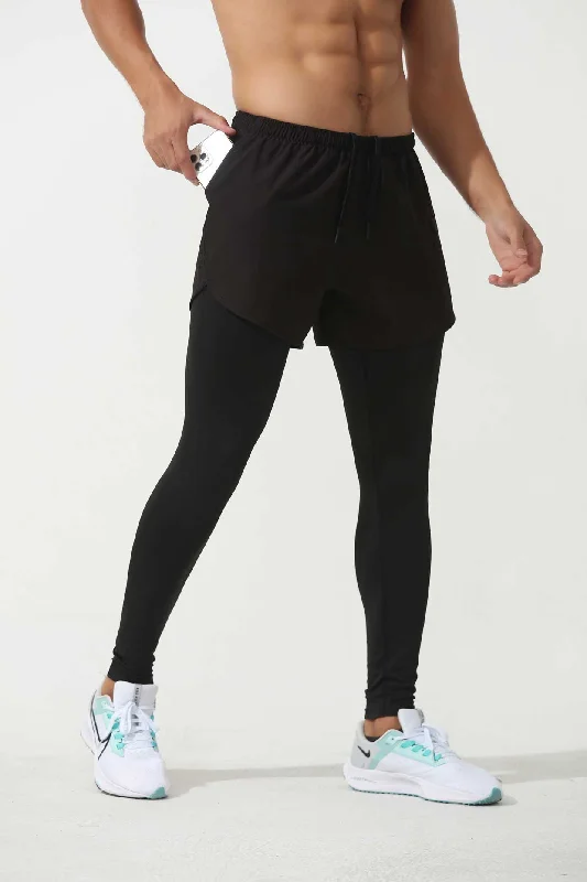 Limited Availability HRYTE60001- Europe and the United States cross-border fitness pants elastic running quick dry pants basketball training pants fake two pairs of tight sweatpants men Limited Availability HRYTE60001- Europe and the United States cross-border fitness pants elastic running quick dry pants basketball training pants fake two pairs of tight sweatpants men