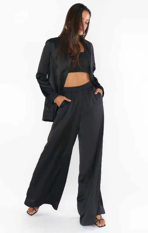 Bargain Blast Irwin Pants ~ Black Luxe Satin