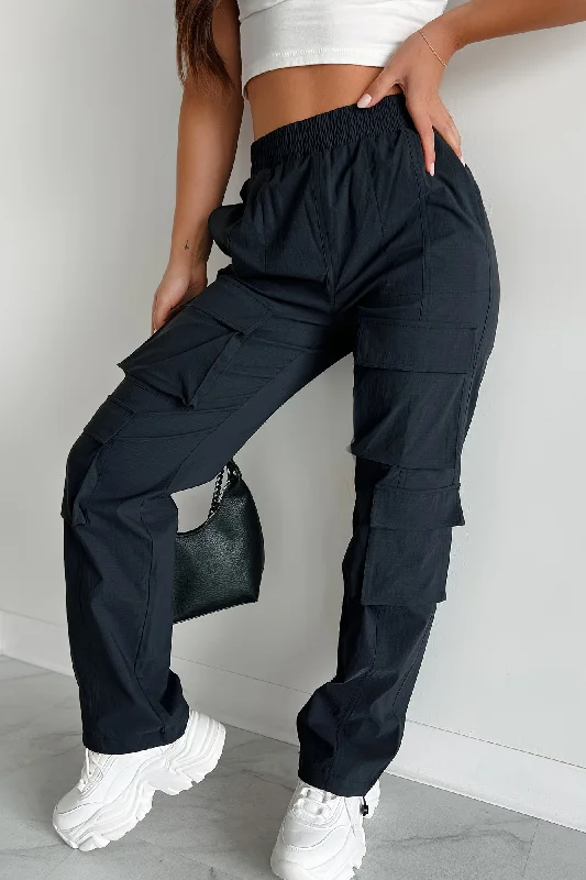 Bargain Prices Making My Mark Mono B Bungee Hem Cargo Pants (Black)