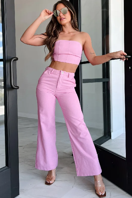Closeout Marcella Cotton Twill Wide Leg Pants (Orchid)