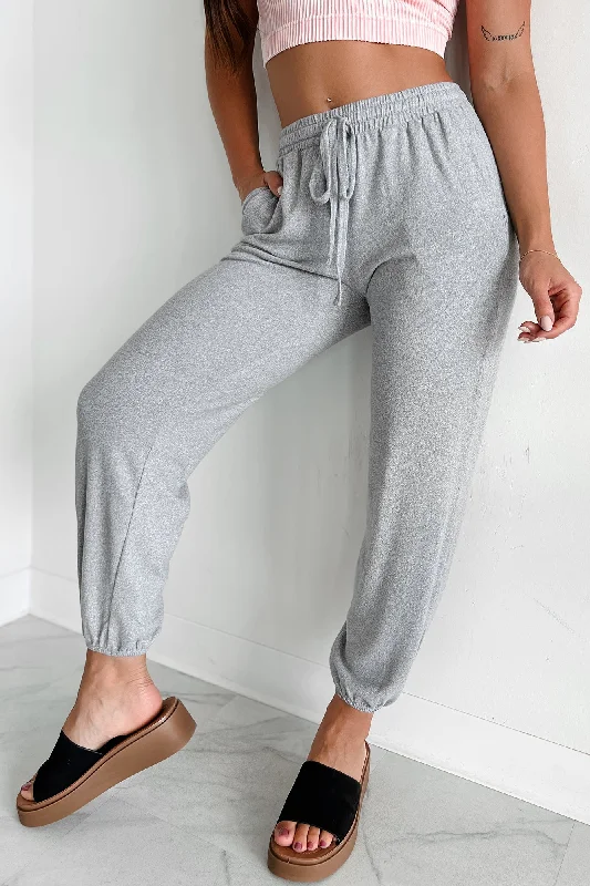 Mega Deal Maximum Relaxation Brushed Knit Zenana Joggers (Heather Grey)