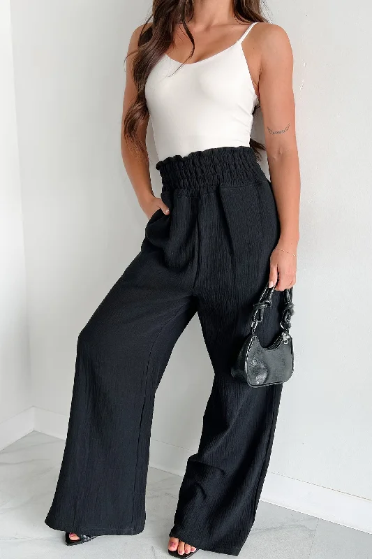 Discount Extravaganza Navigating Life Cotton Gauze Wide Leg Mono B Pants (Black)