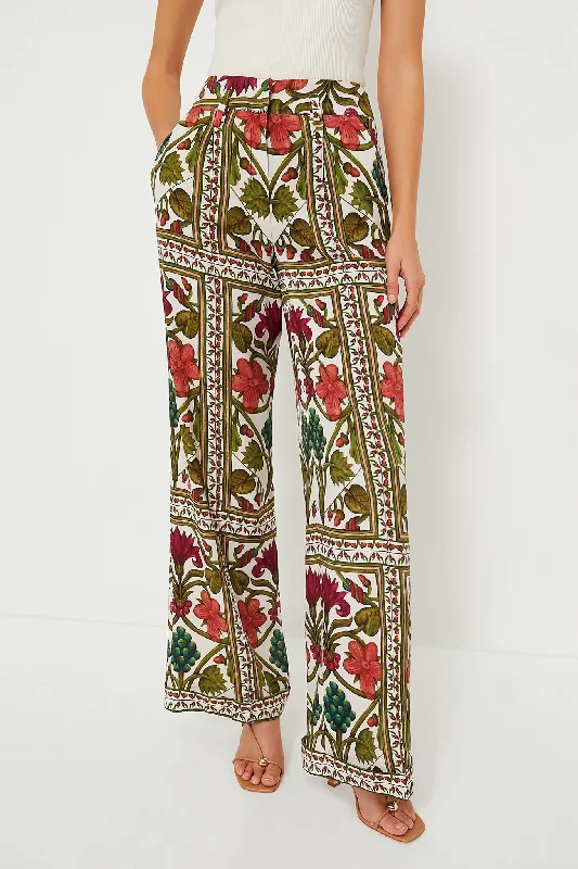 Savings Galore Off White Multicolor Maria Pants
