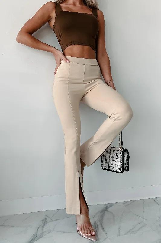 Bonus Savings Office Favorite Split Front Leggings (Taupe)