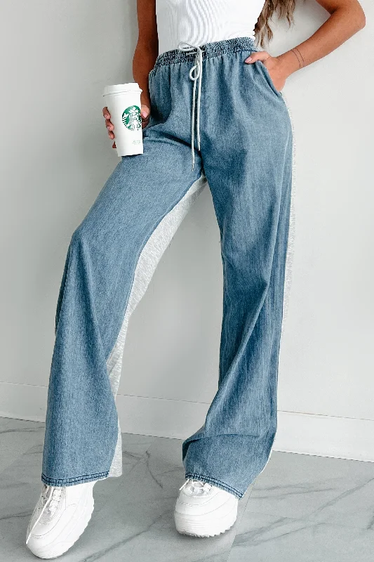 Must-Have Deals Separate Thoughts Tencel/Knit Drawstring Pants (Denim/Grey)