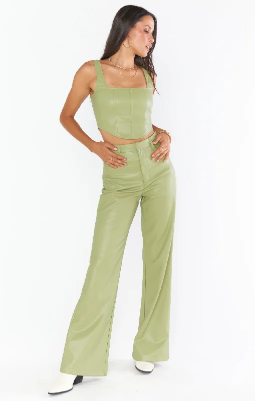 Super Sale Tribeca Trouser ~ Sage Faux Leather