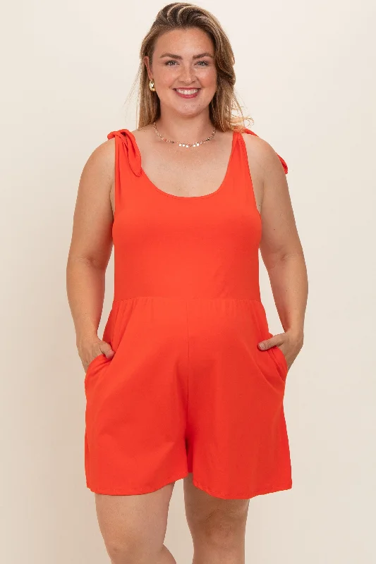 Bargain Prices Coral Knot Strap Maternity Plus Romper