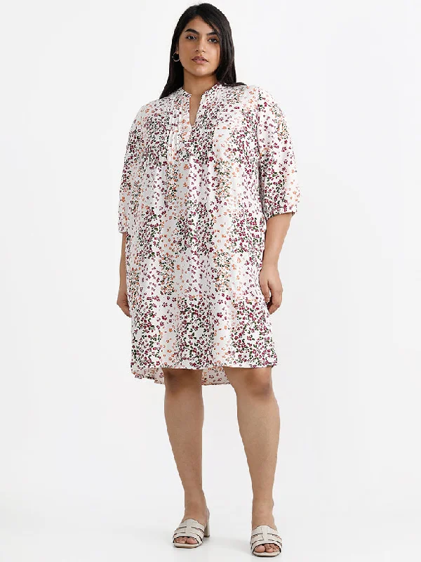 Flash Deals Gia White Floral-Patterned Tiered Dress
