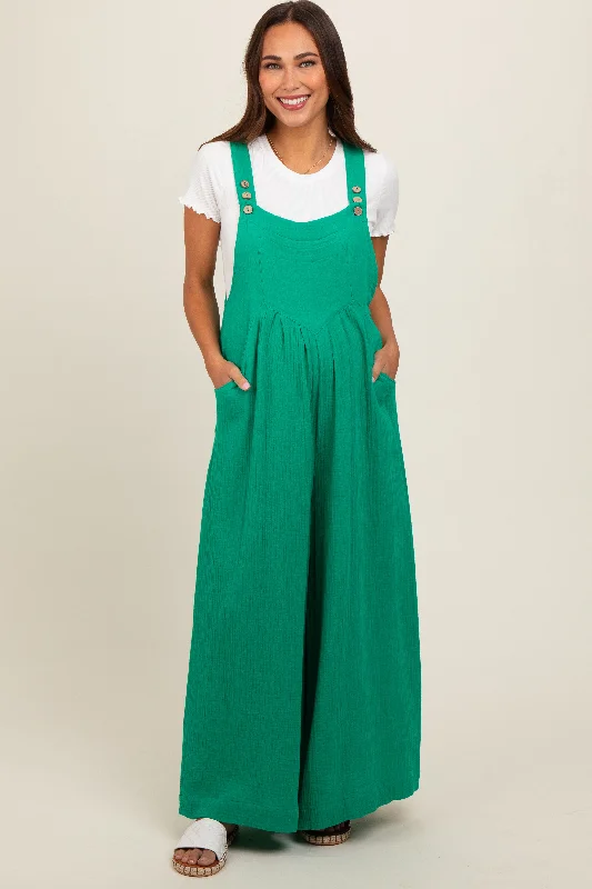 Daily Specials Green Pocket Front Maternity Wide Leg Jumpsuit