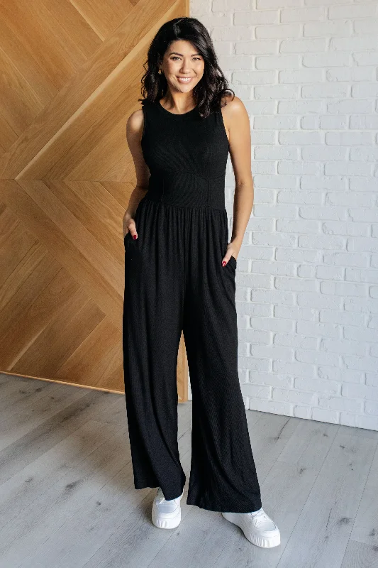 Stock Clearance Hilary Wide Leg Jumpsuit in Black