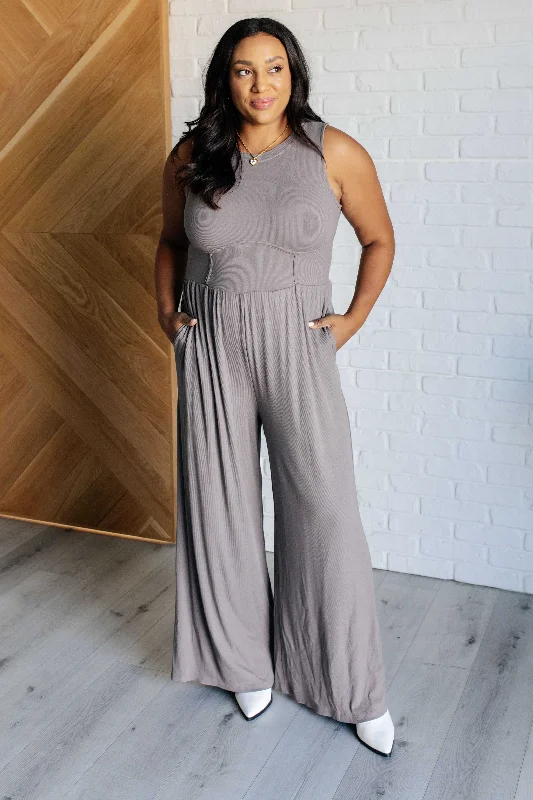 Savings Galore Hilary Wide Leg Jumpsuit in Grey