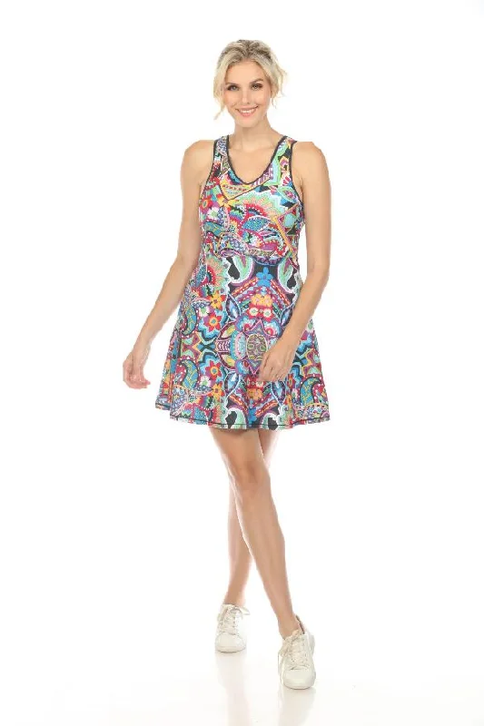Great Deals Johnny Was Bee Active Demarne Scoop Back Fit & Flare Tennis Dress Boho Chic A7824