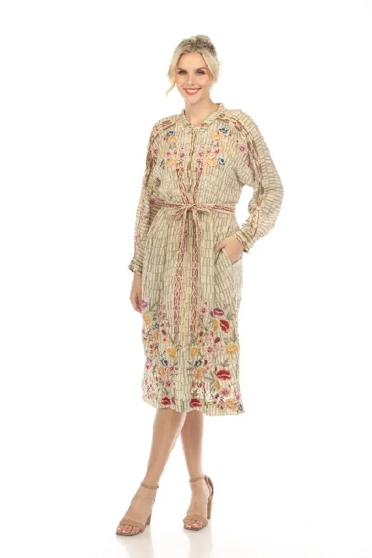 Take Advantage Johnny Was Biya Fairlie Belted Silk Midi Dress Boho Chic B37923A6