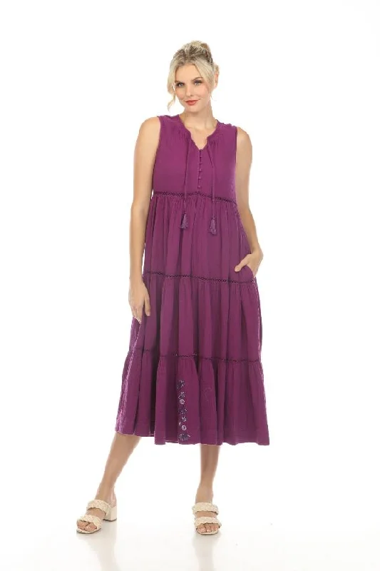 Special Discount Johnny Was Calme Gauze Tiered Midi Dress with Shirring Boho Chic O31103