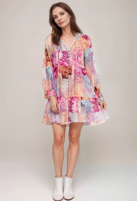 Steals and Deals Johnny Was Jade Etta Mini Dress with Elastic Sleeve Cuffs L35723 Boho Chic