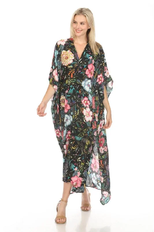 Best Deals Johnny Was Floral Peace Swim Cover Up Long Kaftan Dress Boho Chic CSW7322BN