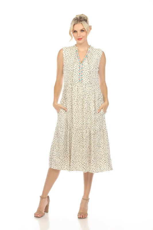 Price Cut Johnny Was JWLA Polka Dot Sleeveless Tiered Dress Boho Chic J38423
