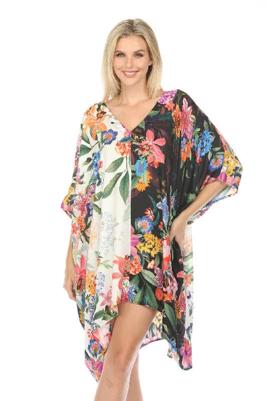 Crazy Savings Johnny Was Neon Jungle Mix High-Low Swim Cover-Up Kaftan Dress CSW4024-J