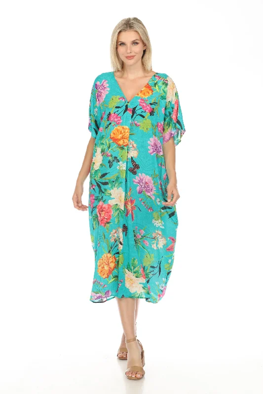 One-DAY Sale Johnny Was Peacock Goza Pleated Swim Cover Up Dress CSW4423-D