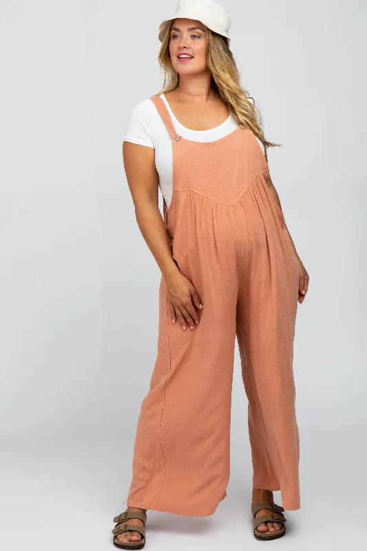 Deal Dash Mauve Linen Maternity Plus Overalls