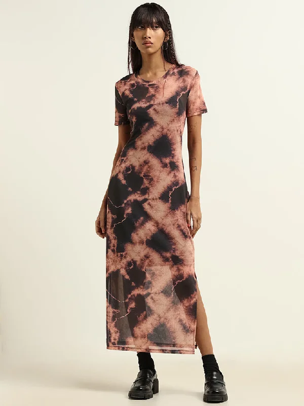 Limited Time Nuon Rust Tie-Dye Bodycon Dress