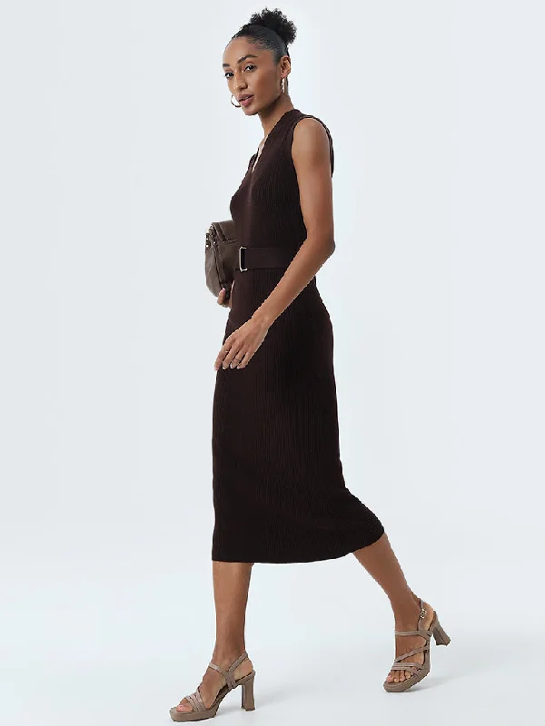 Special Price Wardrobe Brown Bodycon Dress with Belt