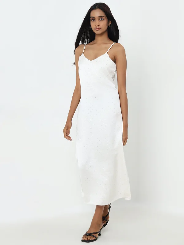 YEAR-End Sale Wardrobe Ivory Embellished Slip Dress