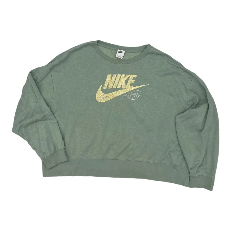 Exclusive Preview Athletic Top Ls Crewneck By Nike In Green, Size:2X