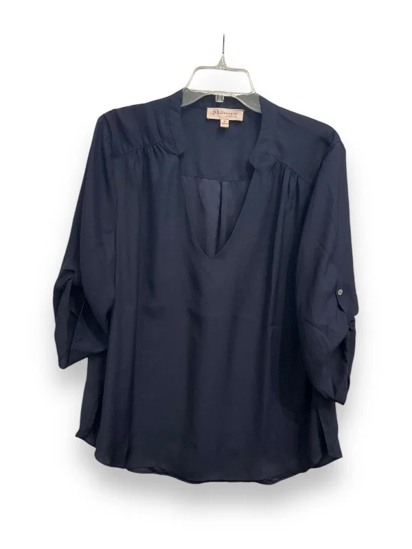 Exclusive Access Blouse 3/4 Sleeve By Philosophy In Blue, Size: Xl
