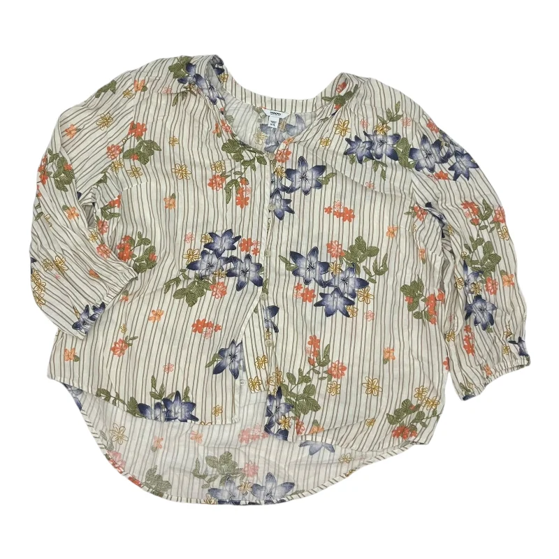 Referral Discount Blouse 3/4 Sleeve By Sonoma In Tan, Size:Xxl