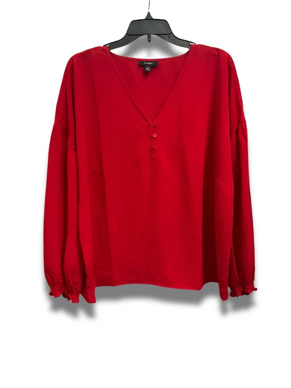 Don't Miss Blouse Long Sleeve By Alfani In Red, Size: 1x