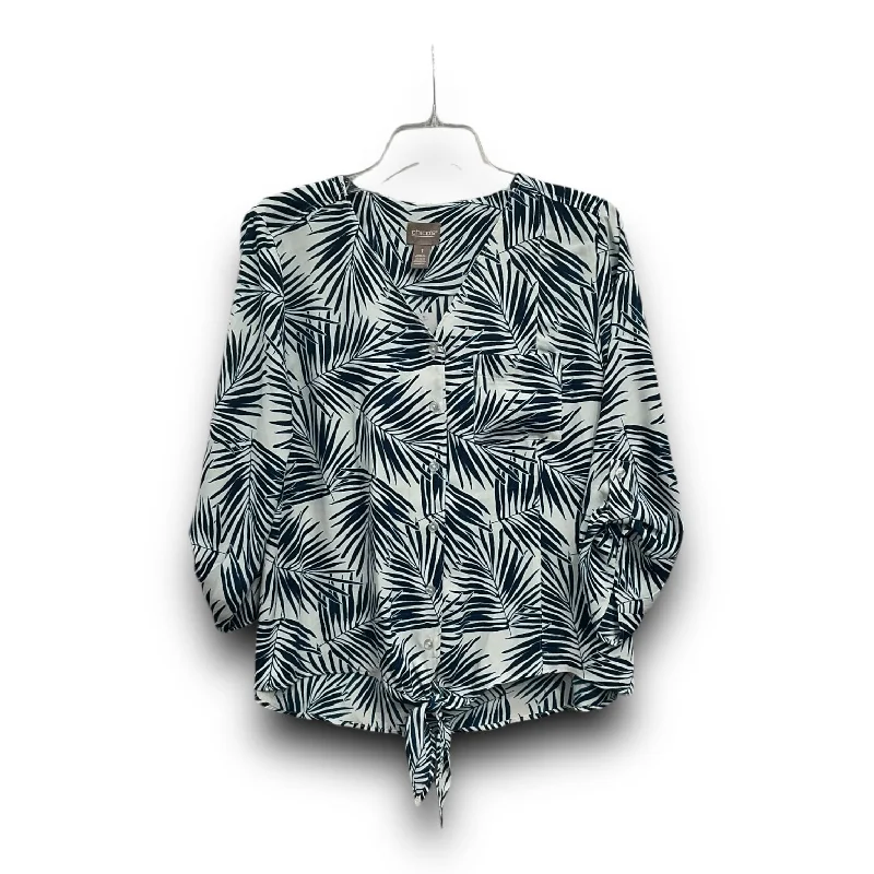 Don’t Miss Out Blouse Long Sleeve By Chicos In Floral Print, Size: M