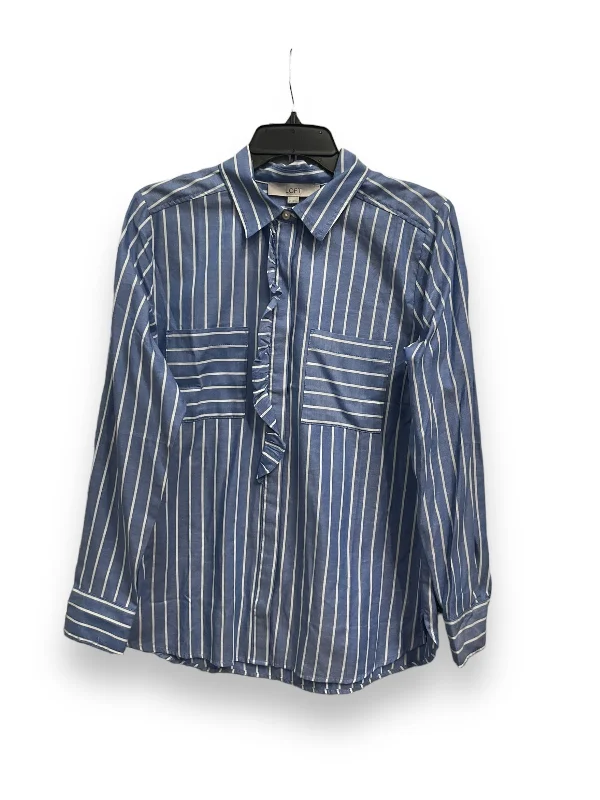 Huge Savings Blouse Long Sleeve By Loft In Striped Pattern, Size: M